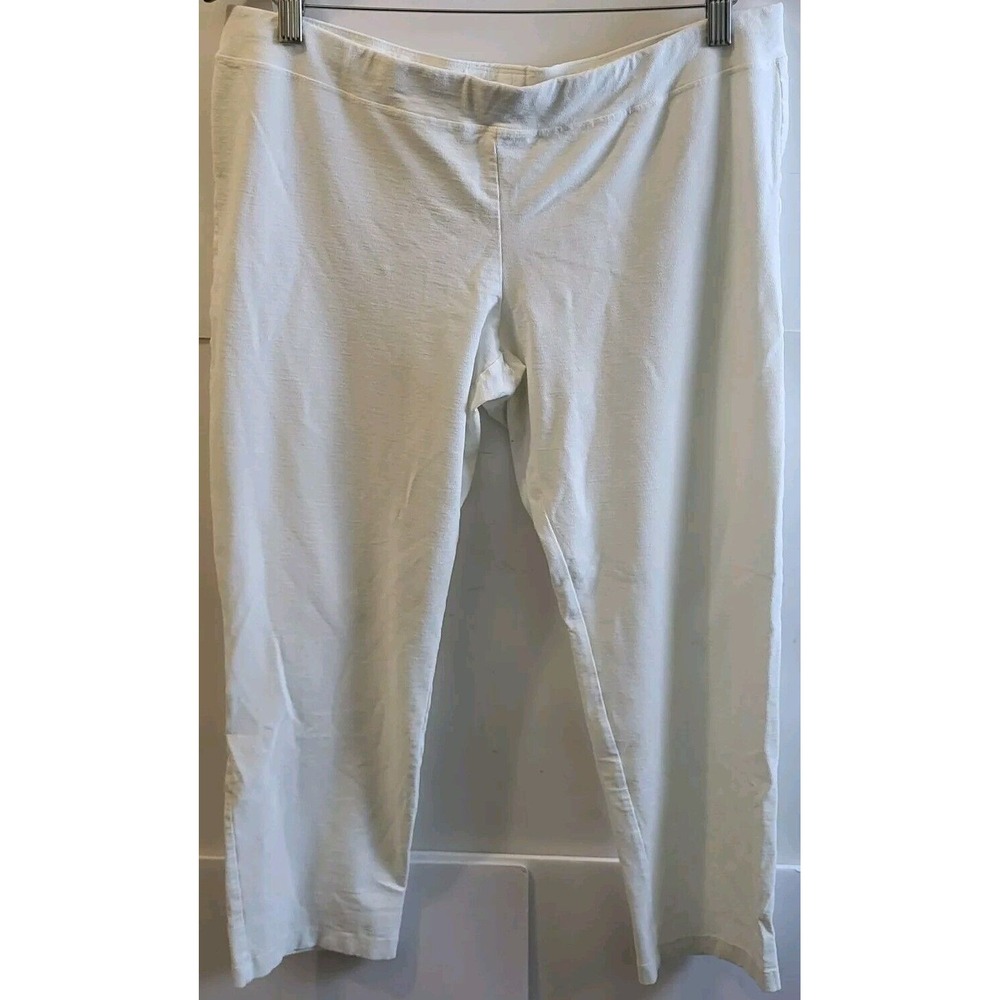 Eileen Fisher, Elastic Waist, Viscose Crop Pants, Pull On, White, Size L‎